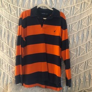 Nautica striped long sleeve polo
